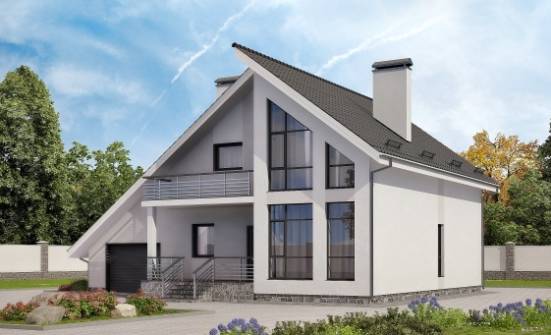 200-007-Л Проект двухэтажного дома с мансардой и гаражом, средний загородный дом из бризолита Тюмень | Проекты домов от House Expert
