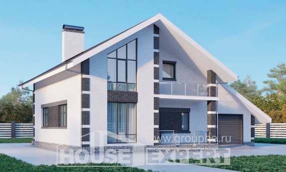 190-008-П Проект двухэтажного дома с мансардой, гараж, современный домик из арболита Ялуторовск, House Expert