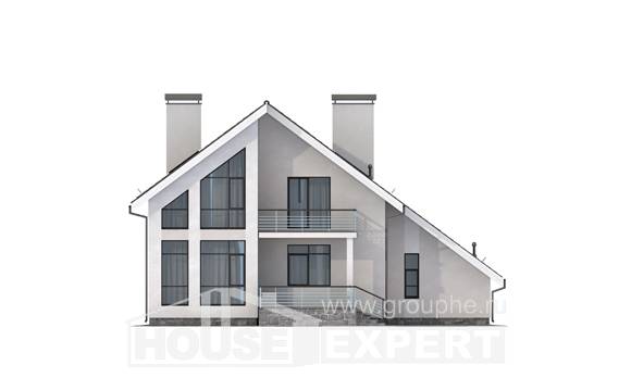200-007-Л Проект двухэтажного дома с мансардным этажом, гараж, простой коттедж из поризованных блоков Ишим, House Expert