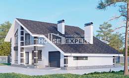 190-008-П Проект двухэтажного дома с мансардой и гаражом, классический загородный дом из арболита Тобольск, House Expert