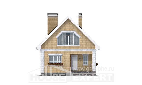 130-004-П Проект двухэтажного дома мансардный этаж, бюджетный домик из газобетона Тобольск, House Expert