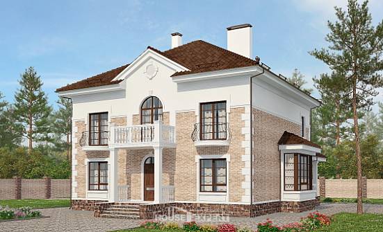 220-008-П Проект двухэтажного дома, современный коттедж из кирпича Ялуторовск | Проекты домов от House Expert