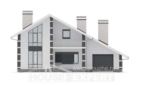 190-008-П Проект двухэтажного дома мансардой и гаражом, просторный коттедж из твинблока Заводоуковск, House Expert