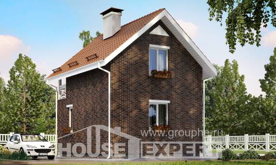 045-001-Л Проект двухэтажного дома с мансардой, бюджетный коттедж из пеноблока Тобольск, House Expert