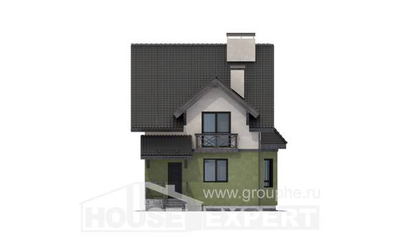 120-003-П Проект двухэтажного дома мансардный этаж, уютный коттедж из твинблока Ялуторовск, House Expert