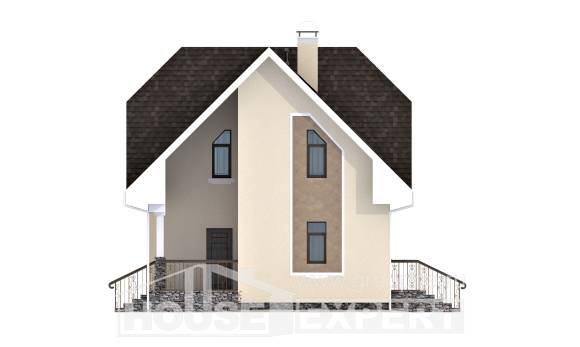 125-001-Л Проект двухэтажного дома мансардой, бюджетный домик из пеноблока Тюмень, House Expert
