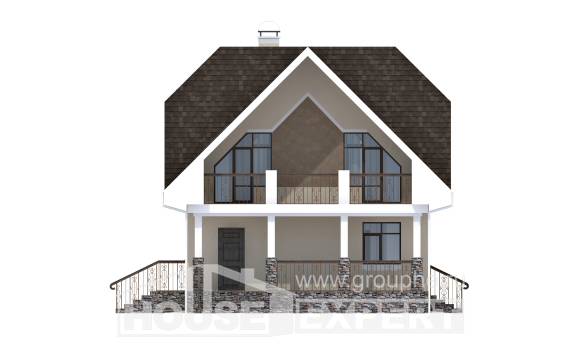 125-001-Л Проект двухэтажного дома мансардой, небольшой домик из бризолита Ишим, House Expert