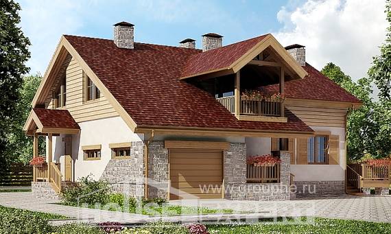165-002-П Проект двухэтажного дома мансардный этаж, гараж, бюджетный домик из газосиликатных блоков Ялуторовск, House Expert