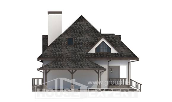 110-002-Л Проект двухэтажного дома с мансардой и гаражом, бюджетный загородный дом из поризованных блоков Тюмень, House Expert