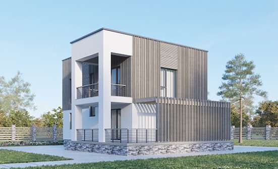 150-017-П Проект двухэтажного дома, компактный домик из твинблока Заводоуковск | Проекты домов от House Expert