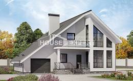 200-007-Л Проект двухэтажного дома с мансардным этажом, гараж, классический дом из керамзитобетонных блоков Тобольск, House Expert