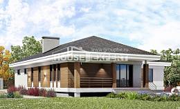165-001-П Проект одноэтажного дома, гараж, бюджетный коттедж из арболита Тобольск, House Expert