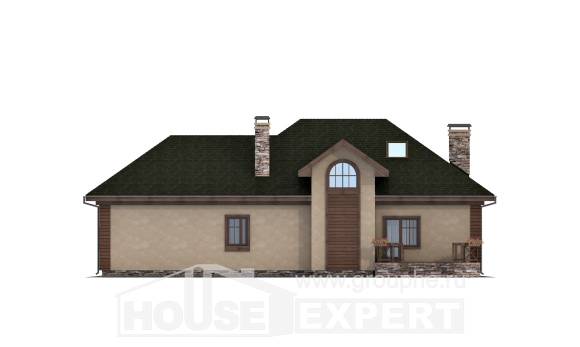 180-010-П Проект двухэтажного дома с мансардой, гараж, средний коттедж из твинблока Тюмень, House Expert
