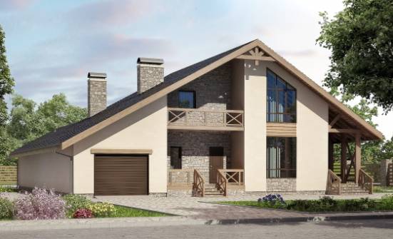 265-001-Л Проект двухэтажного дома мансардой, гараж, классический домик из пеноблока Тобольск | Проекты домов от House Expert