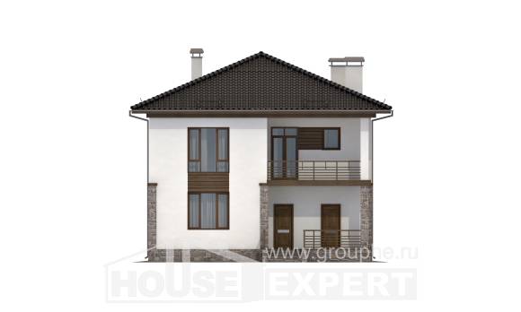170-005-П Проект двухэтажного дома, компактный загородный дом из газосиликатных блоков Ишим, House Expert