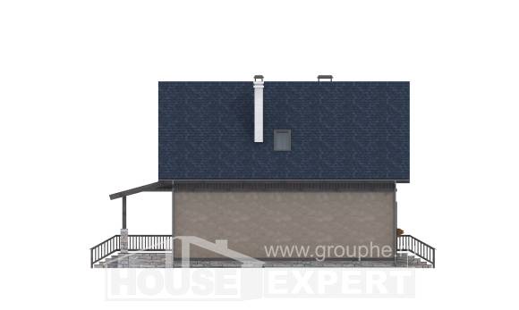 130-003-П Проект двухэтажного дома с мансардным этажом, простой коттедж из пеноблока Тобольск, House Expert