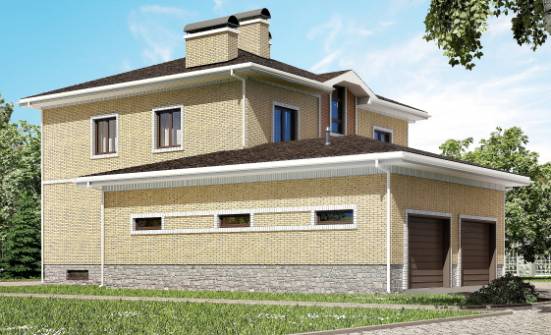350-002-Л Проект трехэтажного дома, гараж, классический дом из кирпича Ишим | Проекты домов от House Expert