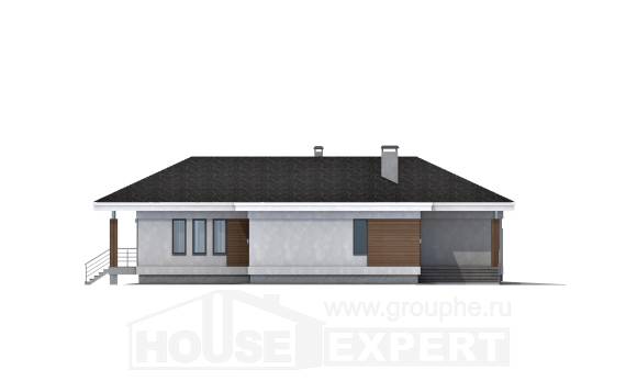 165-001-П Проект одноэтажного дома и гаражом, недорогой загородный дом из поризованных блоков Ялуторовск, House Expert