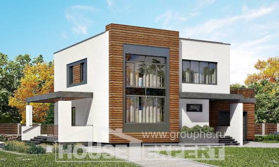 220-003-П Проект двухэтажного дома и гаражом, просторный домик из бризолита Ялуторовск, House Expert