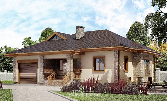 130-006-Л Проект одноэтажного дома, гараж, доступный загородный дом из керамзитобетонных блоков Тобольск | Проекты домов от House Expert