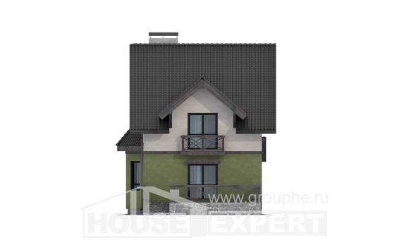 120-003-П Проект двухэтажного дома мансардой, бюджетный дом из поризованных блоков Тобольск, House Expert