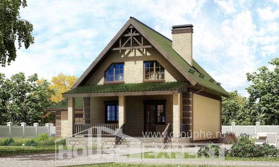 160-007-П Проект двухэтажного дома мансардный этаж и гаражом, уютный домик из блока Заводоуковск, House Expert