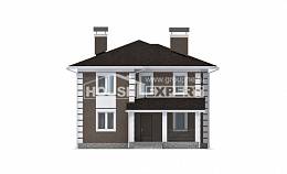 185-002-П Проект двухэтажного дома, красивый дом из теплоблока Ишим, House Expert