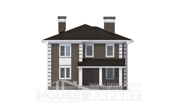 185-002-П Проект двухэтажного дома, красивый дом из теплоблока Ишим, House Expert