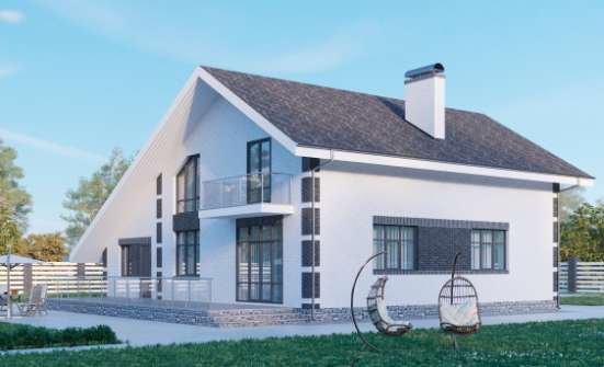 190-008-П Проект двухэтажного дома с мансардой и гаражом, красивый коттедж из теплоблока Ишим | Проекты домов от House Expert