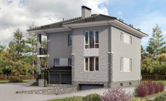 275-004-П Проект трехэтажного дома и гаражом, классический коттедж из кирпича Ишим | Проекты домов от House Expert