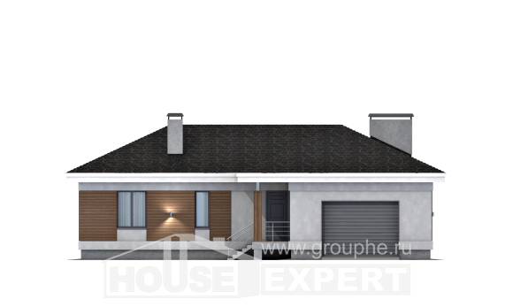 165-001-П Проект одноэтажного дома, гараж, уютный домик из газобетона Заводоуковск, House Expert