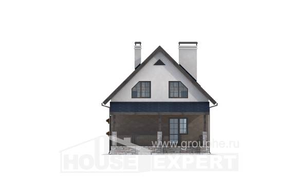 130-003-П Проект двухэтажного дома мансардный этаж, простой домик из поризованных блоков Тюмень, House Expert