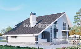 190-008-П Проект двухэтажного дома с мансардой и гаражом, красивый дом из газобетона Ишим, House Expert