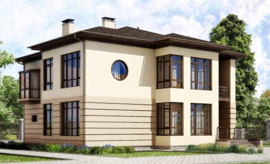 300-006-П Проект двухэтажного дома и гаражом, красивый коттедж из кирпича Ялуторовск | Проекты домов от House Expert