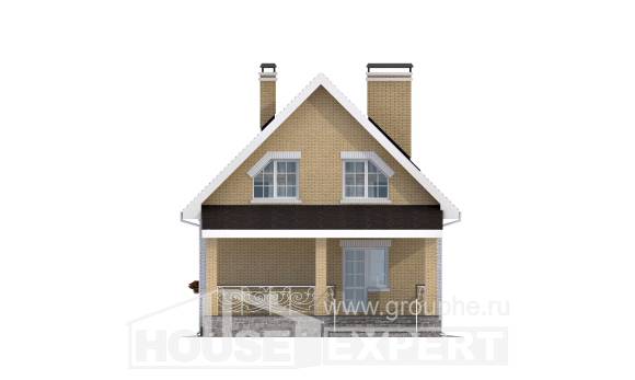 130-004-П Проект двухэтажного дома с мансардным этажом, бюджетный коттедж из керамзитобетонных блоков Тюмень, House Expert
