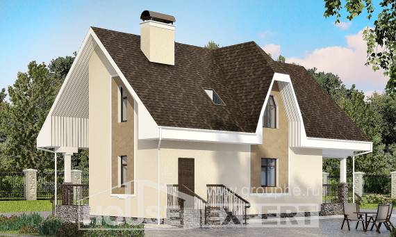 125-001-Л Проект двухэтажного дома с мансардным этажом, бюджетный коттедж из твинблока Тобольск, House Expert