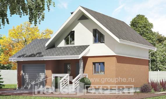120-002-Л Проект двухэтажного дома с мансардой, гараж, простой домик из газосиликатных блоков Тюмень, House Expert