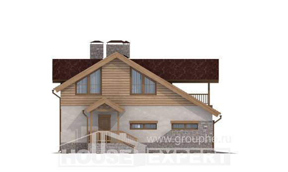 165-002-П Проект двухэтажного дома с мансардным этажом, гараж, компактный домик из поризованных блоков Заводоуковск, House Expert