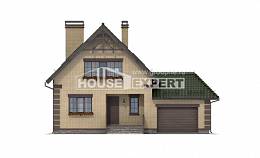 160-007-П Проект двухэтажного дома с мансардой, гараж, простой коттедж из газобетона Тобольск, House Expert