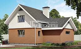 120-002-Л Проект двухэтажного дома мансардой и гаражом, скромный загородный дом из арболита Ишим, House Expert