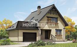 160-005-Л Проект двухэтажного дома с мансардой и гаражом, экономичный дом из поризованных блоков Заводоуковск, House Expert