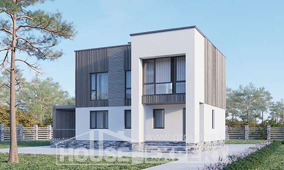 150-017-П Проект двухэтажного дома, недорогой коттедж из пеноблока Тобольск, House Expert