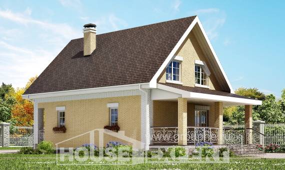 130-004-П Проект двухэтажного дома мансардой, скромный загородный дом из газобетона Ишим, House Expert